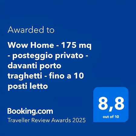 Διαμέρισμα Wow - 175 Mq - Posteggio Privato - Davanti Porto Traghetti - Fino A 10 Posti Letto